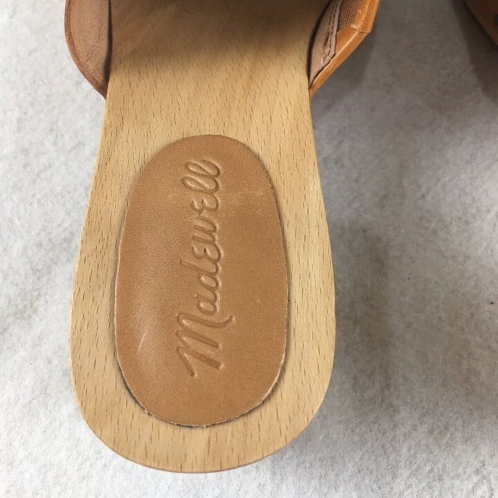 Madewell Womens Brown Leather Evelyn Wood Slide Clog sz 6.5 - Picture 8 of 10